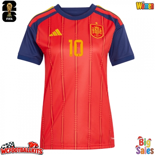 Spain Dani Olmo #10 Replica Home Stadium Shirt for Women World Cup 2026 Short Sleeve